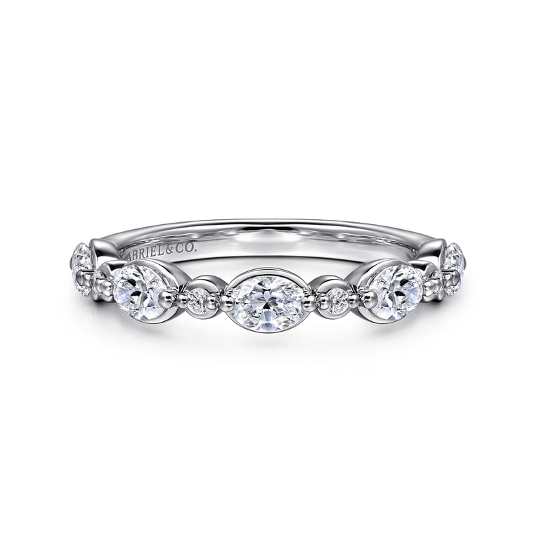 Fancy Wedding Ring in 14k White Gold with Oval Natural Diamond at Gabriel & Co.