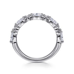 Captivate - 14K White Gold Bezel Set Oval and Round Diamond Anniversary Band