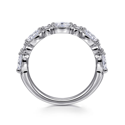 Captivate - 14K White Gold Bezel Set Oval and Round Diamond Anniversary Band