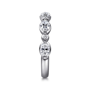 Captivate - 14K White Gold Bezel Set Oval and Round Diamond Anniversary Band