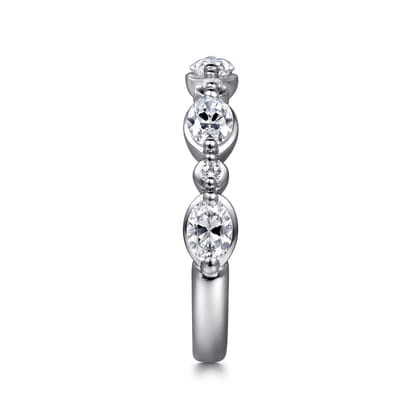 Captivate - 14K White Gold Bezel Set Oval and Round Diamond Anniversary Band