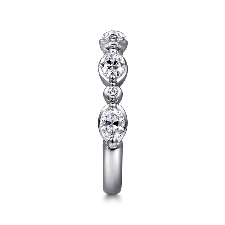 Fancy Wedding Ring in 14k White Gold with Oval Natural Diamond at Gabriel & Co. - Shot 4