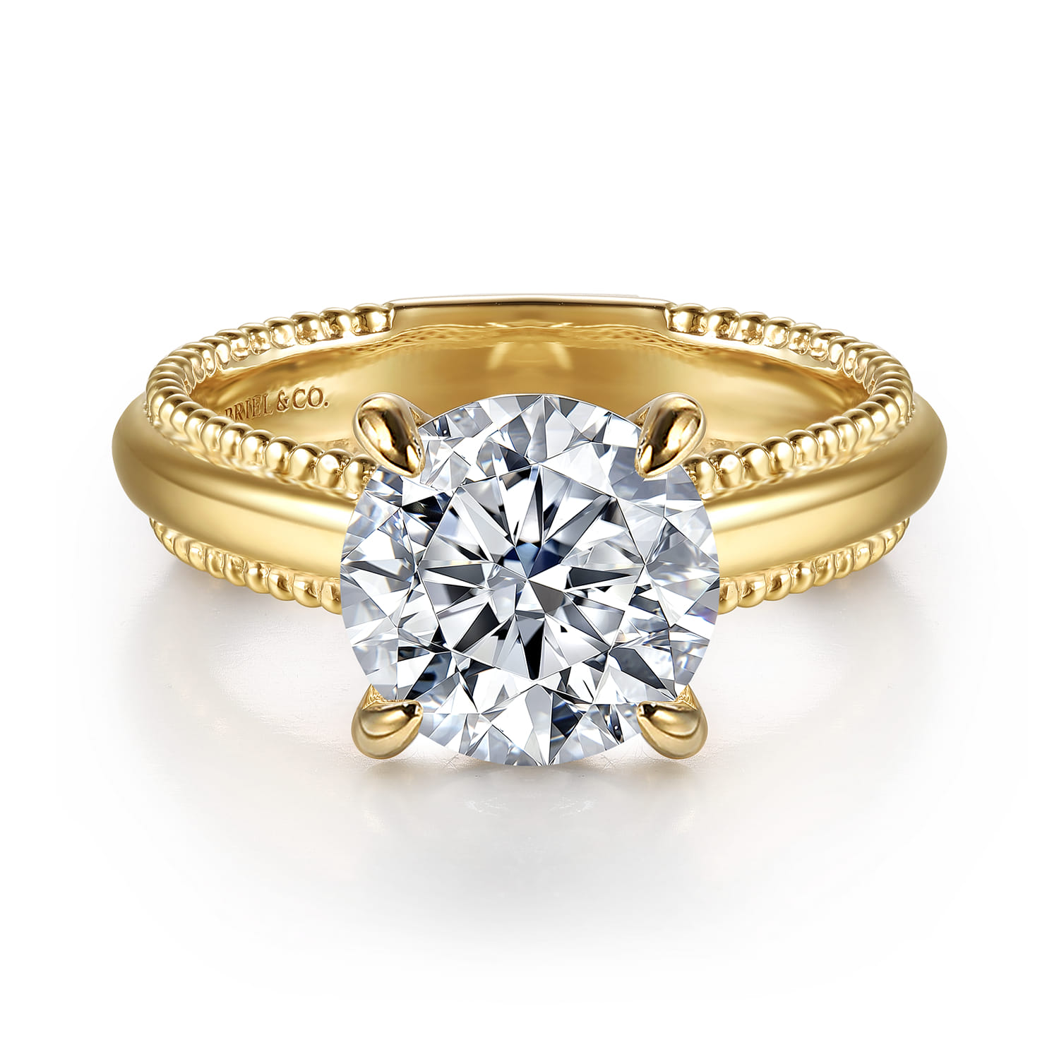Carela - 14K Yellow Gold Round Diamond Engagement Ring