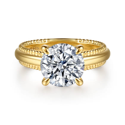Carela - 14K Yellow Gold Round Diamond Engagement Ring