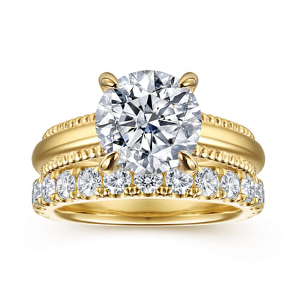 Carela - 14K Yellow Gold Round Diamond Engagement Ring