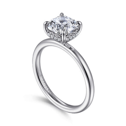 Cari - 14K White Gold Cushion Diamond Engagement Ring