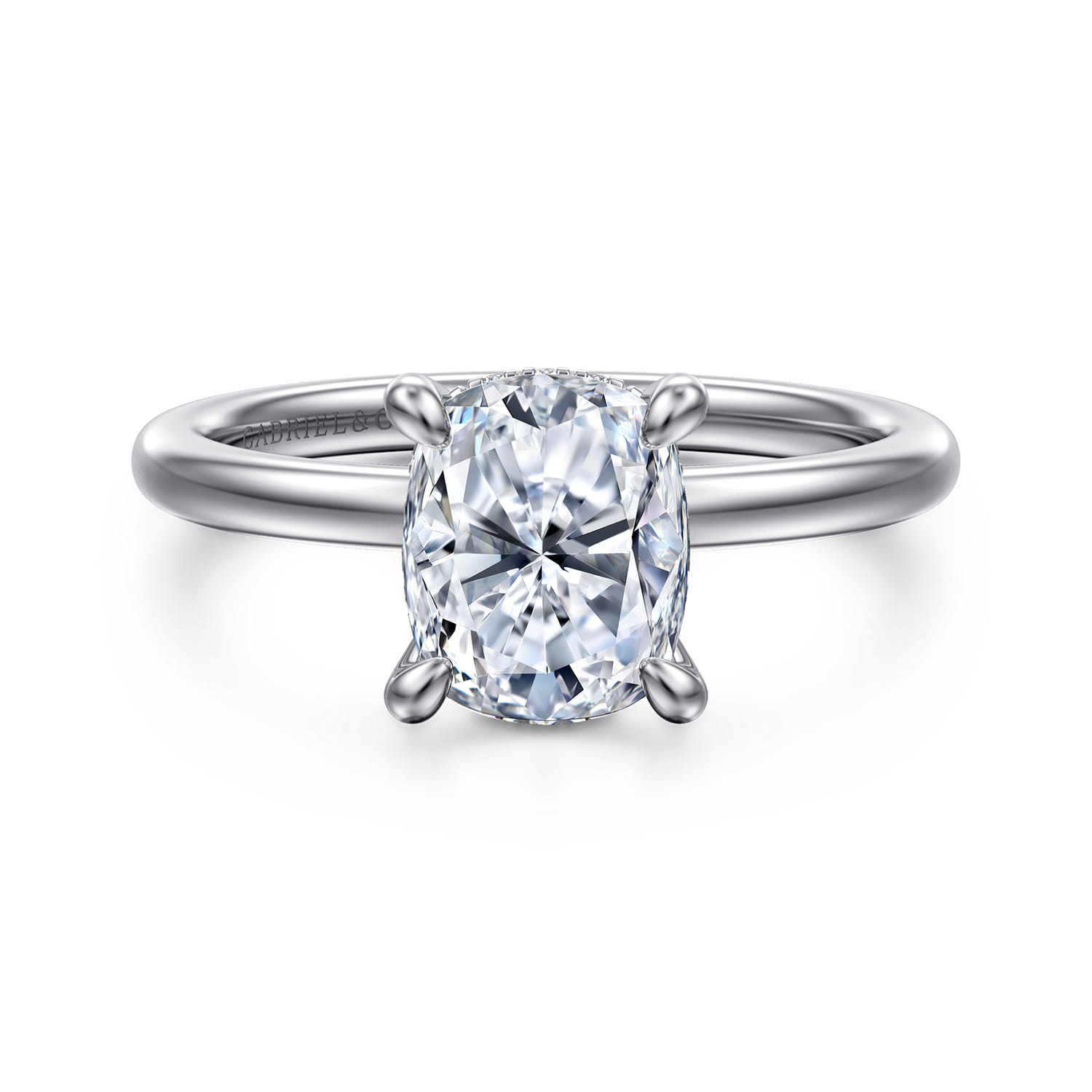 Cari - 14K White Gold Elongated Cushion Diamond Engagement Ring