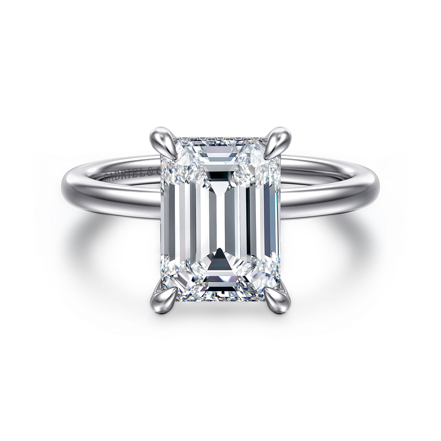 Cari - 14K White Gold Emerald Cut Diamond Engagement Ring