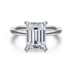 Cari - 14K White Gold Emerald Cut Diamond Engagement Ring