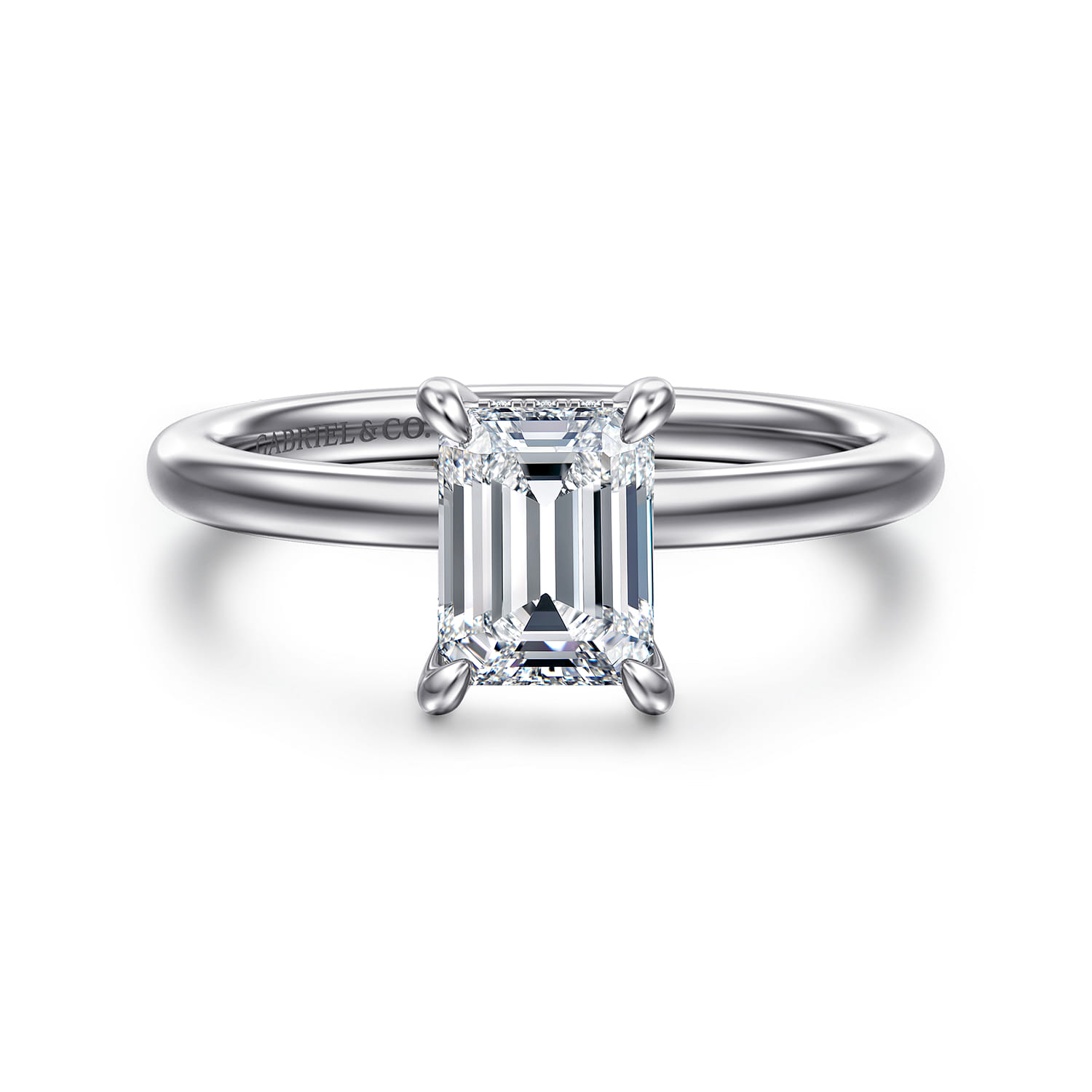Cari - 14K White Gold Emerald Cut Diamond Engagement Ring