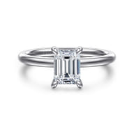 Cari - 14K White Gold Emerald Cut Diamond Engagement Ring