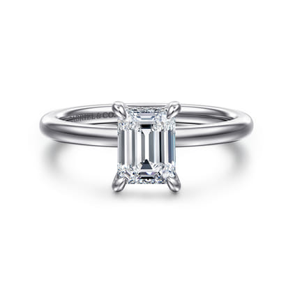 Cari - 14K White Gold Emerald Cut Diamond Engagement Ring