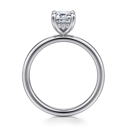 Cari - 14K White Gold Emerald Cut Diamond Engagement Ring