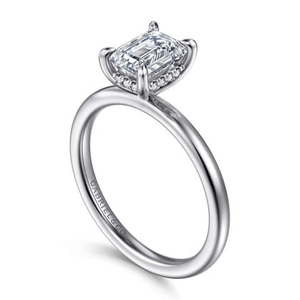 Cari - 14K White Gold Emerald Cut Diamond Engagement Ring