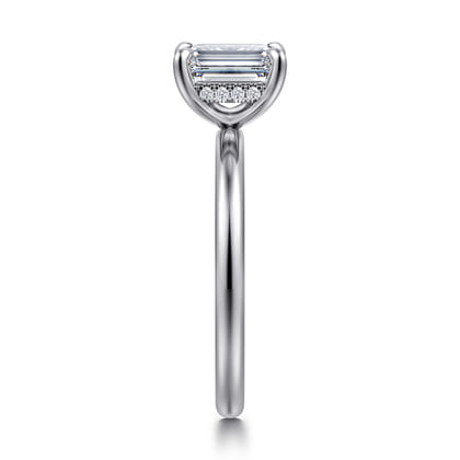 Cari - 14K White Gold Emerald Cut Diamond Engagement Ring