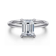 Cari - 14K White Gold Emerald Cut Diamond Engagement Ring