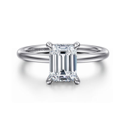 Cari - 14K White Gold Emerald Cut Diamond Engagement Ring