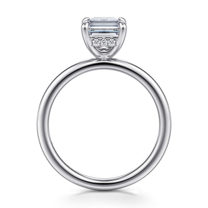 Cari - 14K White Gold Emerald Cut Diamond Engagement Ring