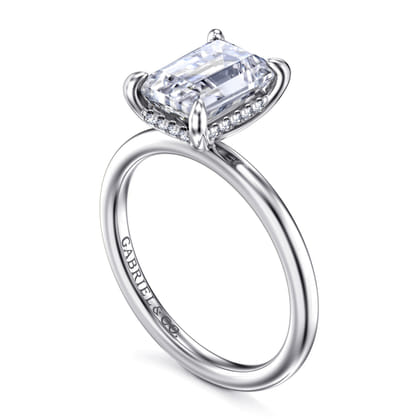 Cari - 14K White Gold Emerald Cut Diamond Engagement Ring