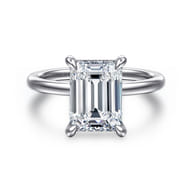 Cari - 14K White Gold Hidden Halo Emerald Cut Diamond Engagement Ring