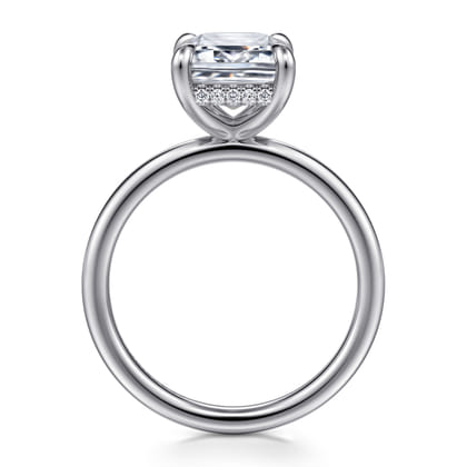 Cari - 14K White Gold Hidden Halo Emerald Cut Diamond Engagement Ring