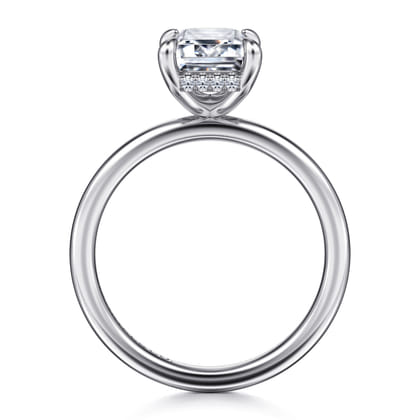 Cari - 14K White Gold Hidden Halo Emerald Cut Diamond Engagement Ring