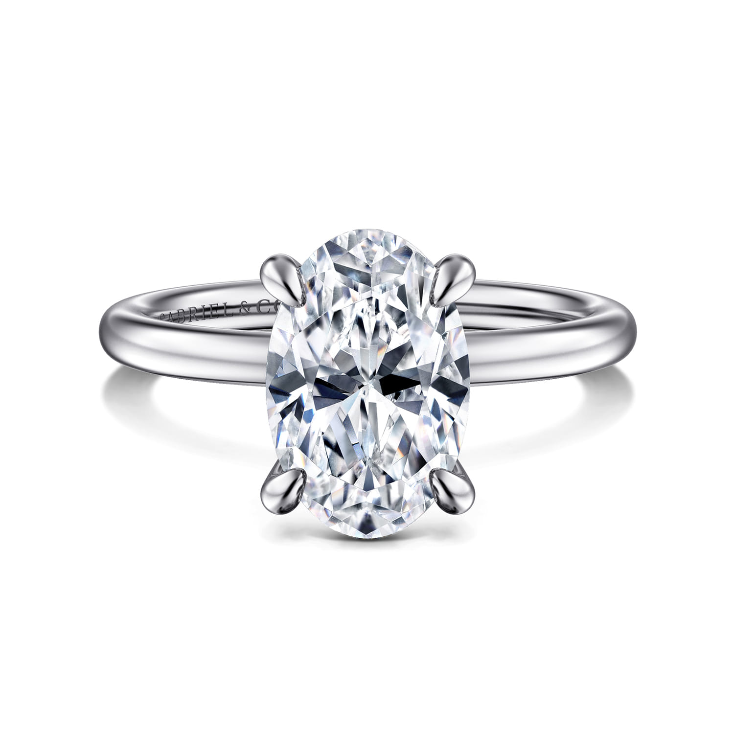 Cari - 14K White Gold Hidden Halo Oval Diamond Engagement Ring