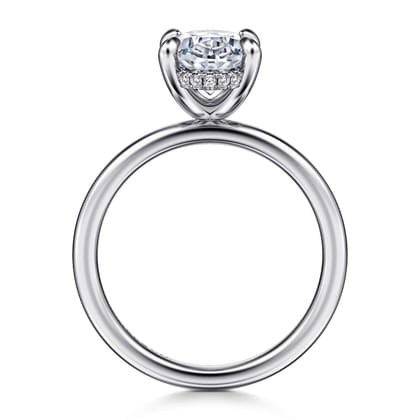 Cari - 14K White Gold Hidden Halo Oval Diamond Engagement Ring