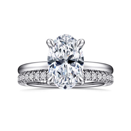 Cari - 14K White Gold Hidden Halo Oval Diamond Engagement Ring