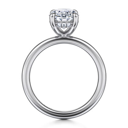 Cari - 14K White Gold Hidden Halo Oval Diamond Engagement Ring