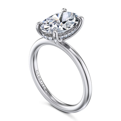 Cari - 14K White Gold Hidden Halo Oval Diamond Engagement Ring