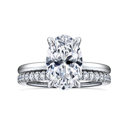 Cari - 14K White Gold Hidden Halo Oval Diamond Engagement Ring