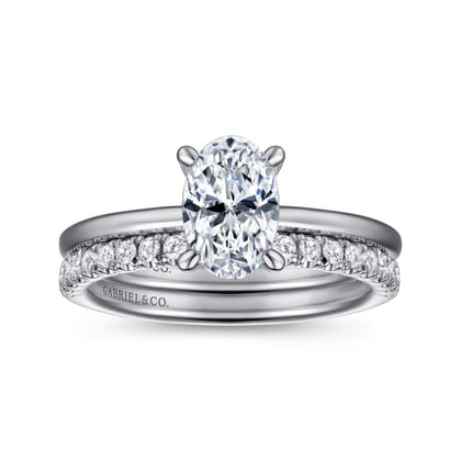 Cari - 14K White Gold Hidden Halo Oval Diamond Engagement Ring