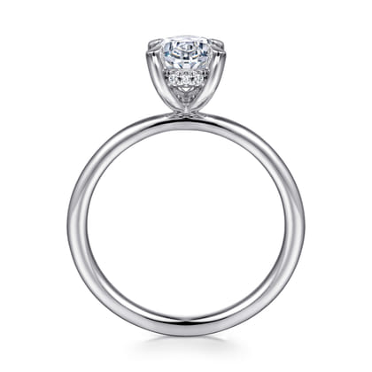 Cari - 14K White Gold Hidden Halo Oval Diamond Engagement Ring