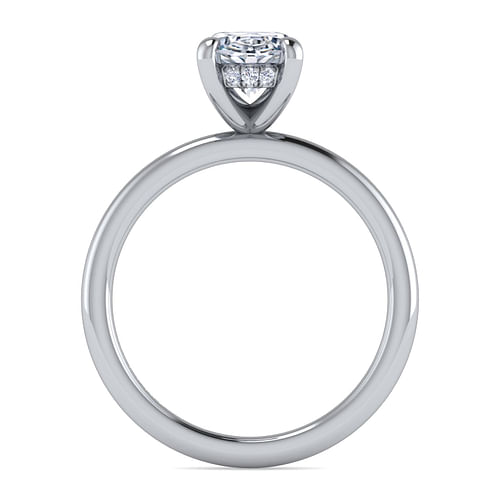 Cari - 14K White Gold Hidden Halo Oval Diamond Engagement Ring - 0.04 ct - Shot 2