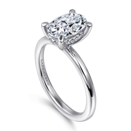 Cari - 14K White Gold Hidden Halo Oval Diamond Engagement Ring