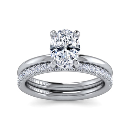 Cari - 14K White Gold Hidden Halo Oval Diamond Engagement Ring