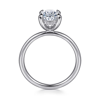 Cari - 14K White Gold Hidden Halo Oval Diamond Engagement Ring
