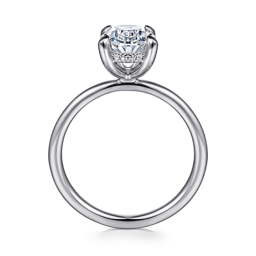 Cari - 14K White Gold Hidden Halo Oval Diamond Engagement Ring - 0.05 ct - Shot 2