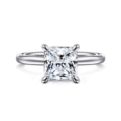 Cari - 14K White Gold Hidden Halo Princess Diamond Engagement Ring