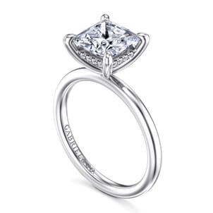 Cari - 14K White Gold Hidden Halo Princess Diamond Engagement Ring