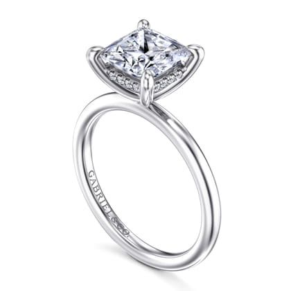 Cari - 14K White Gold Hidden Halo Princess Diamond Engagement Ring