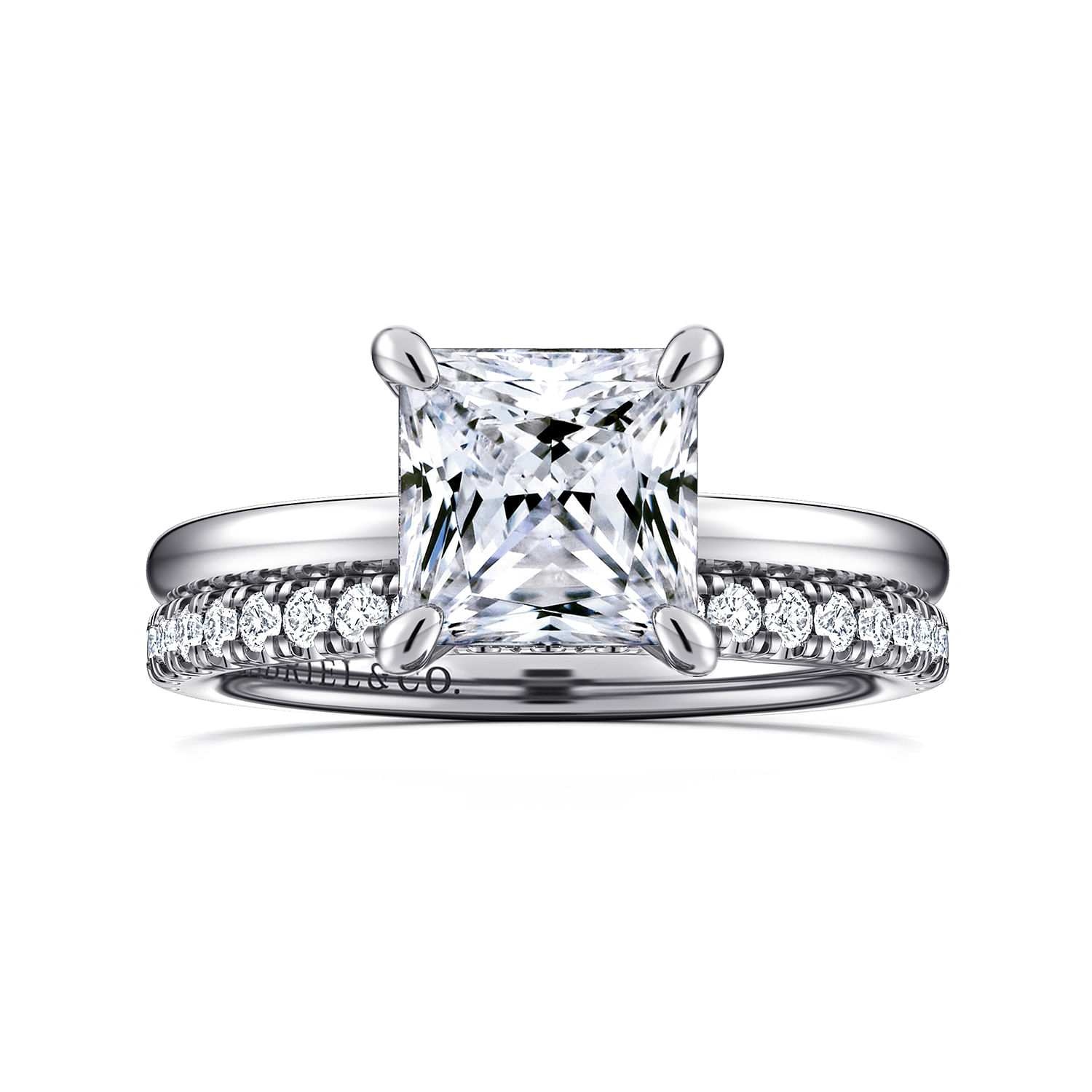 Cari - 14K White Gold Hidden Halo Princess Diamond Engagement Ring