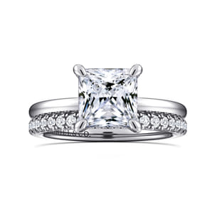 Cari - 14K White Gold Hidden Halo Princess Diamond Engagement Ring