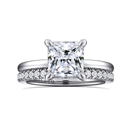 Cari - 14K White Gold Hidden Halo Princess Diamond Engagement Ring