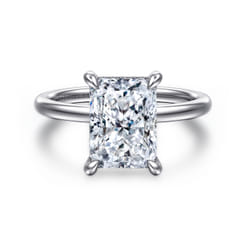 Cari - 14K White Gold Hidden Halo Radiant Cut Diamond Engagement Ring