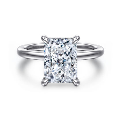 Cari - 14K White Gold Hidden Halo Radiant Cut Diamond Engagement Ring
