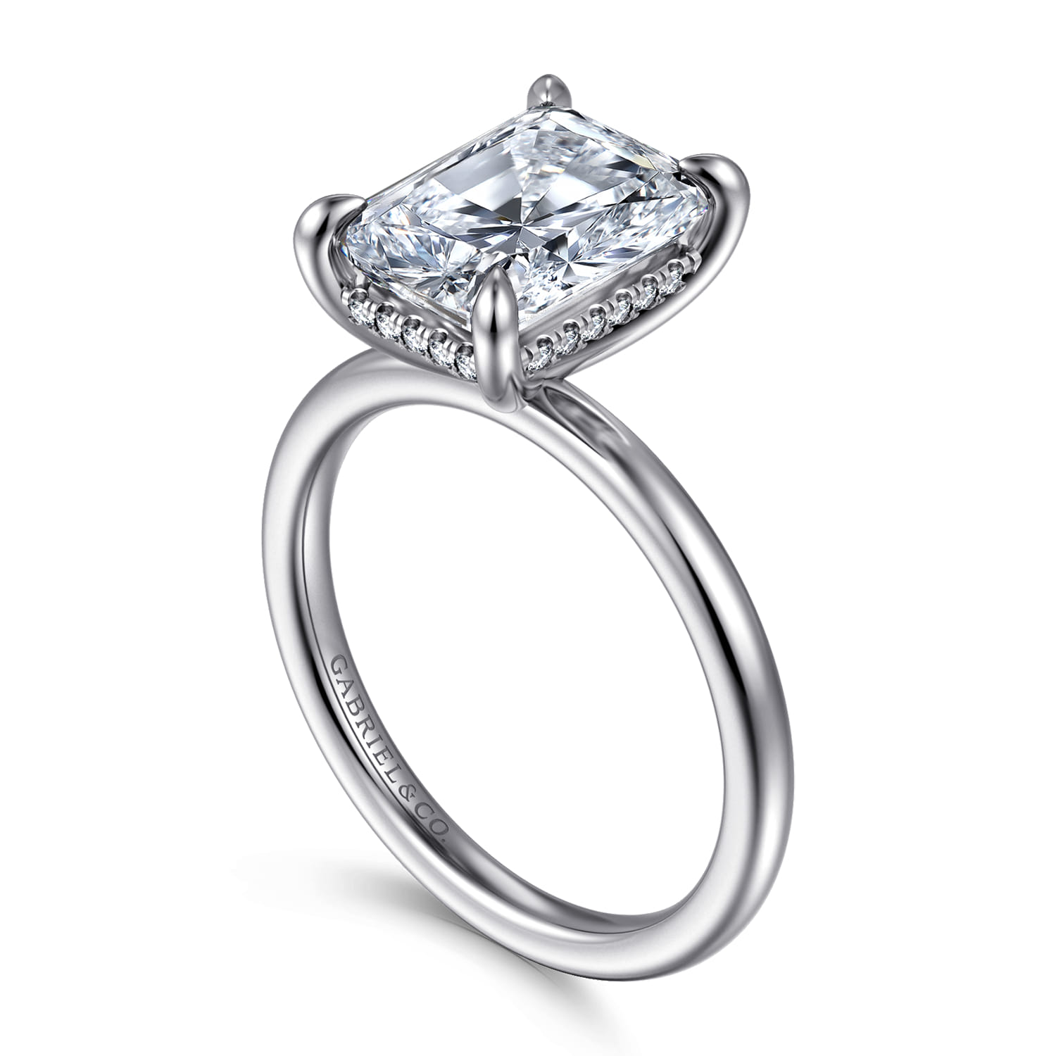 Cari - 14K White Gold Hidden Halo Radiant Cut Diamond Engagement Ring