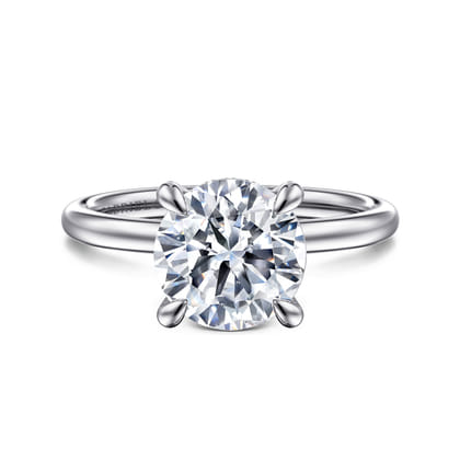 Cari - 14K White Gold Hidden Halo Round Diamond Engagement Ring