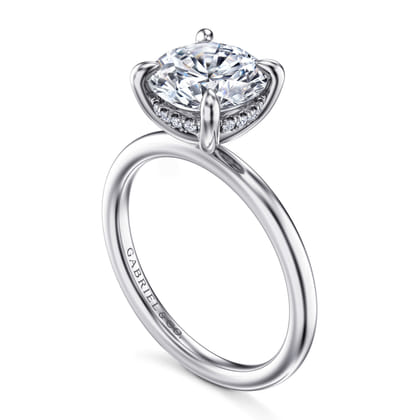 Cari - 14K White Gold Hidden Halo Round Diamond Engagement Ring